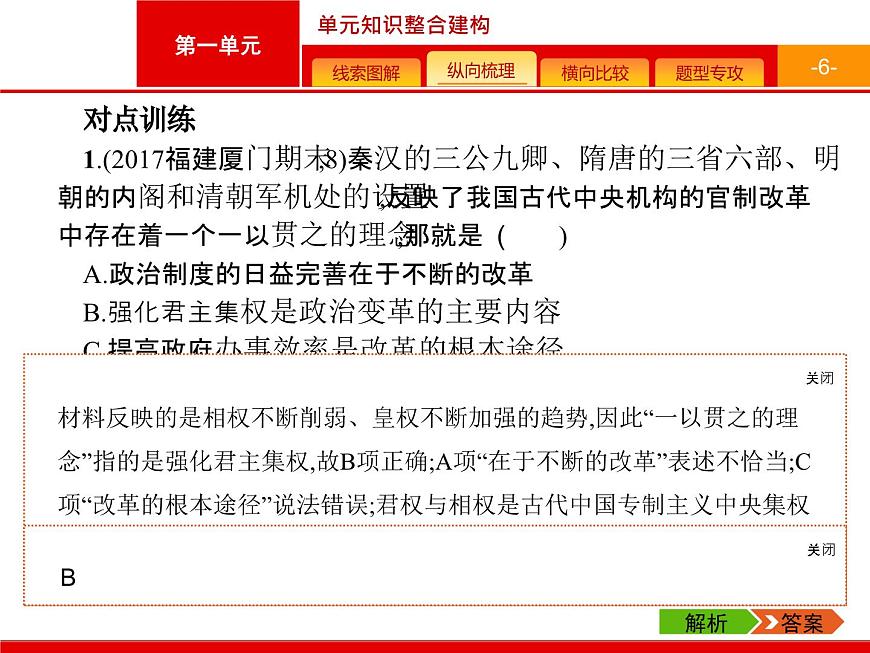 人教版 (新课标)高中历史必修1 第一单元古代中国的政治制度复习课件第6页