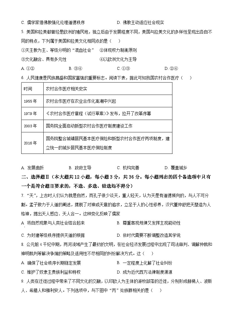 浙江省浙东北县域名校发展联盟2024-2025学年高二下学期期中考试历史试题（原卷版+解析版）第2页
