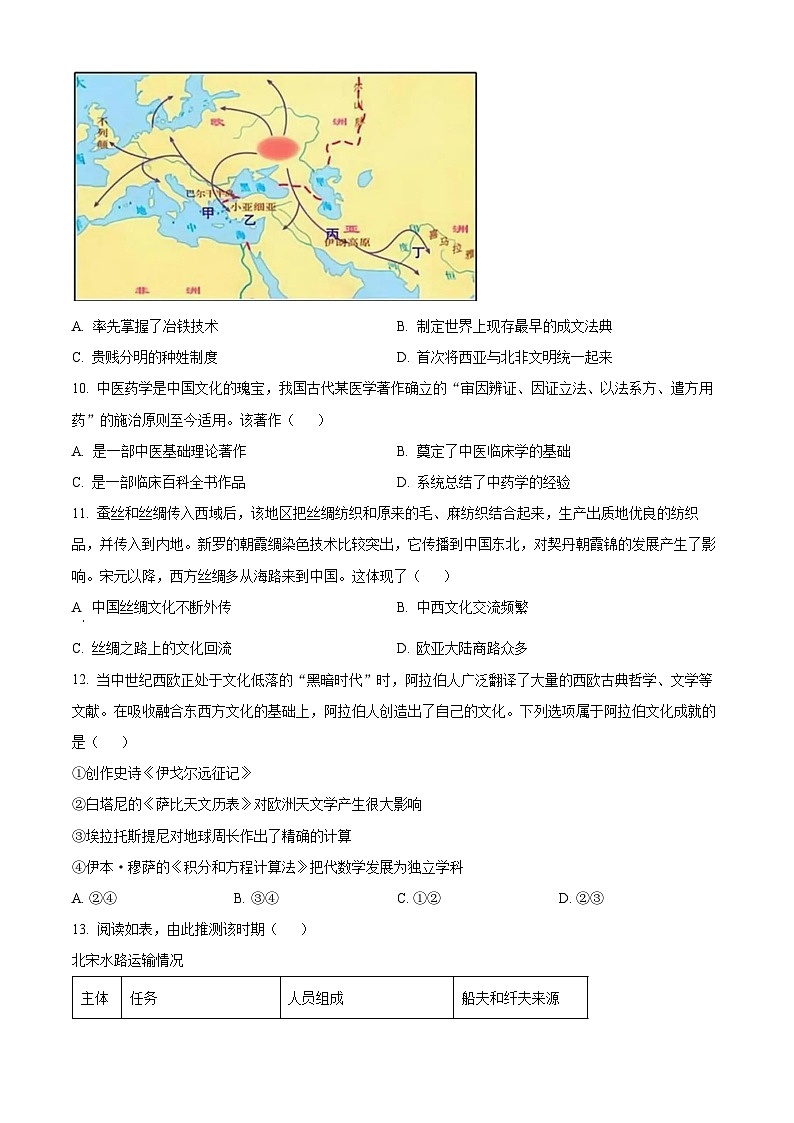 浙江省浙东北县域名校发展联盟2024-2025学年高二下学期期中考试历史试题（原卷版+解析版）第3页