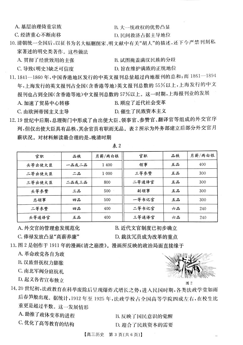 2025届山西省长治市高三9月质量检测-历史试卷（含答案）第3页