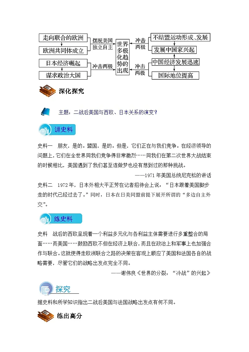 人教版 (新课标)高中历史必修1 8-26《世界多极化趋势的出现》导学案第3页