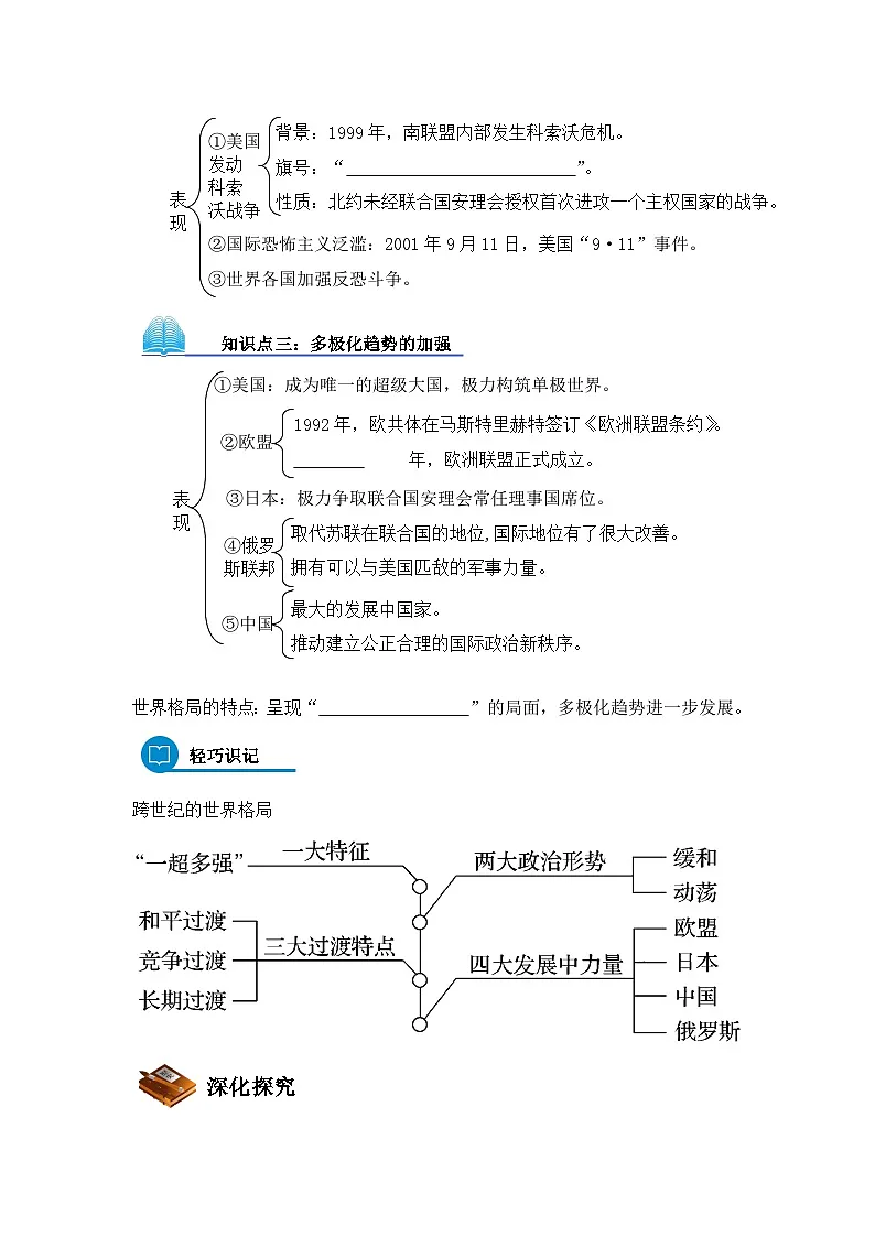 人教版 (新课标)高中历史必修1 8-27《世纪之交的世界格局》导学案第2页
