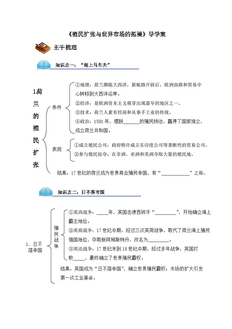 人教版 (新课标)高中历史必修2 2-6《殖民扩张与世界市场的拓展》导学案第1页