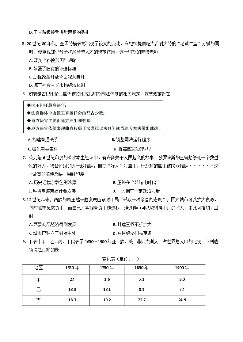 云南省昭通市第一中学2024-2025学年高一下学期5月奖学金考试历史试题（含解析）第2页
