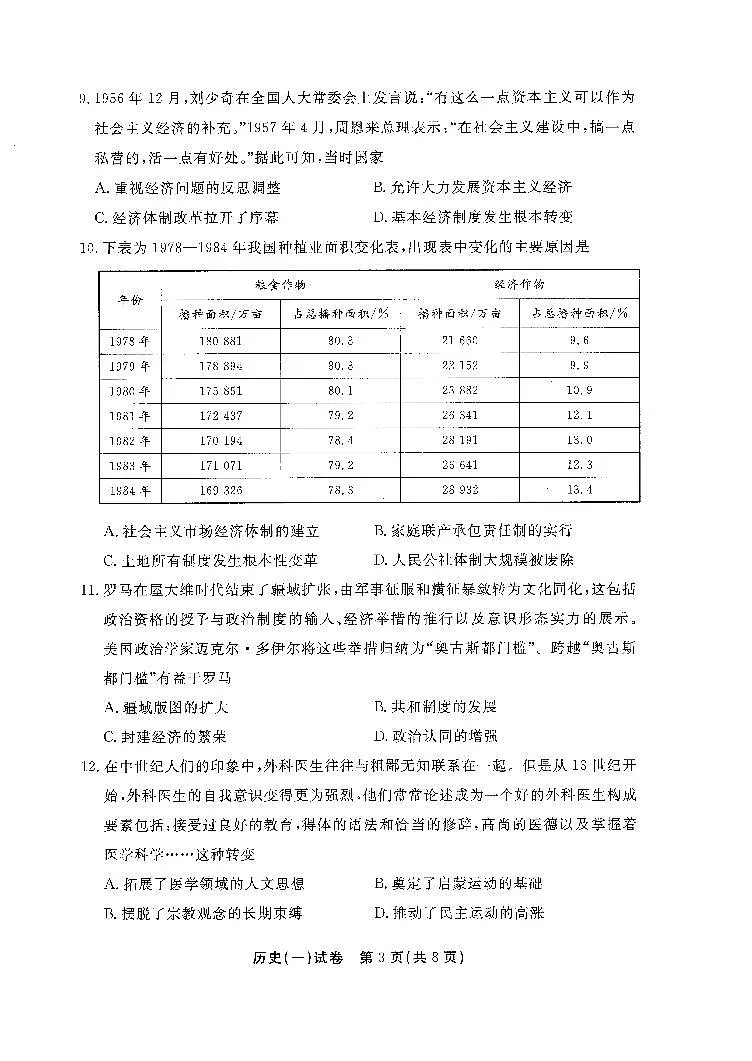 【历史（一）】江西新高考临考押题预测卷（江西教育出版社）第3页