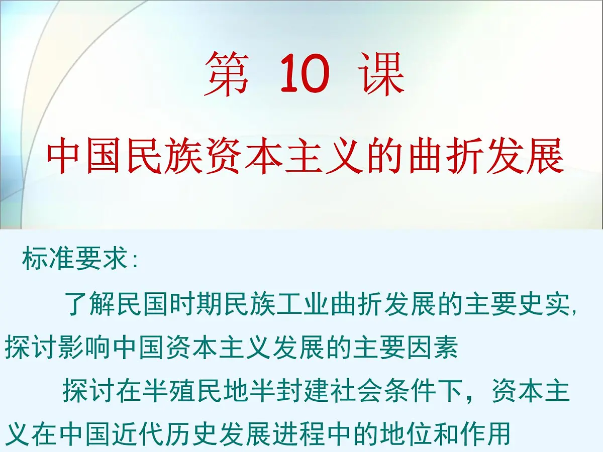 人教版 (新课标)高中历史必修2 3-10《中国民族资本主义的曲折发展》课件第2页