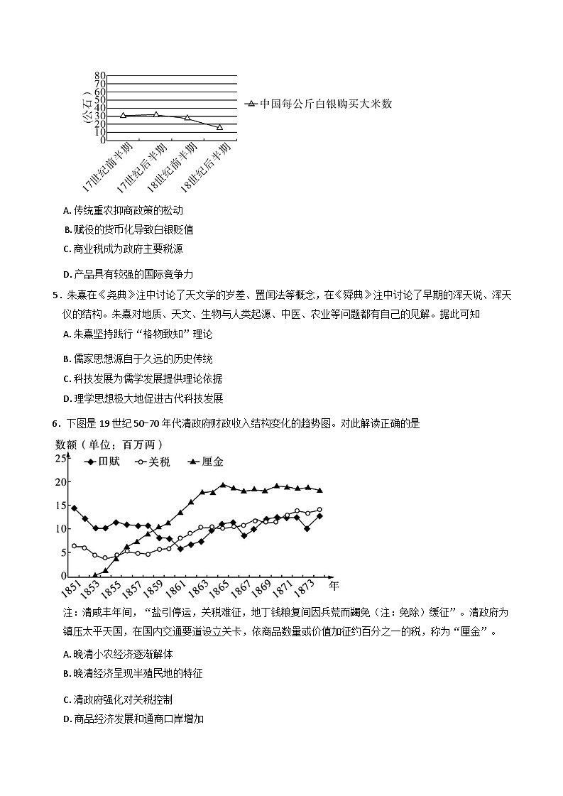 2025届湖南省长沙市第一中学高三下学期模拟考试（二）历史试题（含答案）第2页
