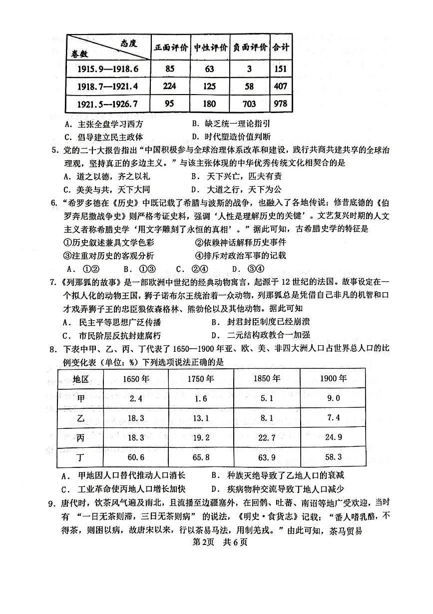 四川省绵阳南山中学2024-2025学年高二下学期4月期中考试历史试卷（PDF版附答案）第2页