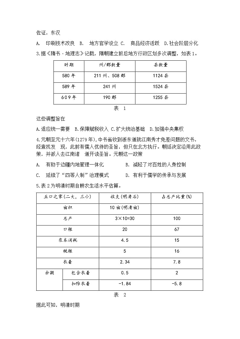 2025届湖北省武汉市高三三模五月调研考试 历史试题+答案第2页