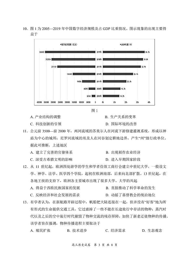 2025届江苏省盐城市高三考前指导模拟历史试题（含答案）第3页