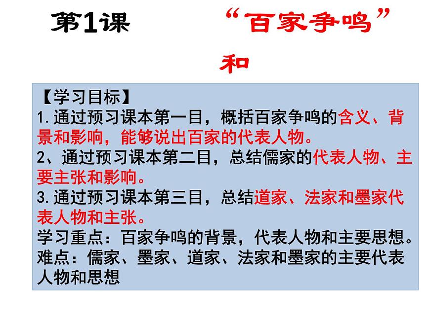 人教版 (新课标)高中历史必修3 1-1《“百家争鸣”和儒家思想的形成》课件第2页
