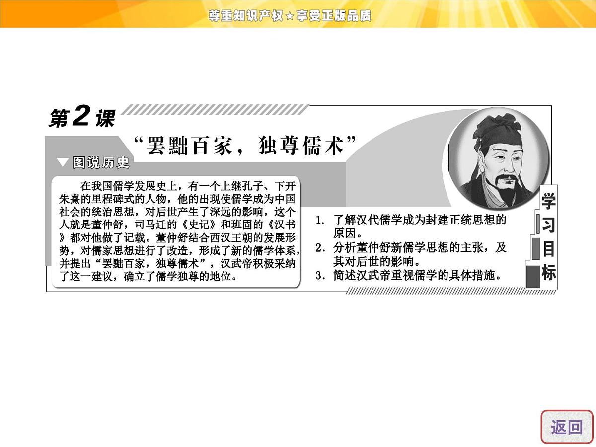 人教版 (新课标)高中历史必修3 1-2《“罢黜百家，独尊儒术”》课件第3页