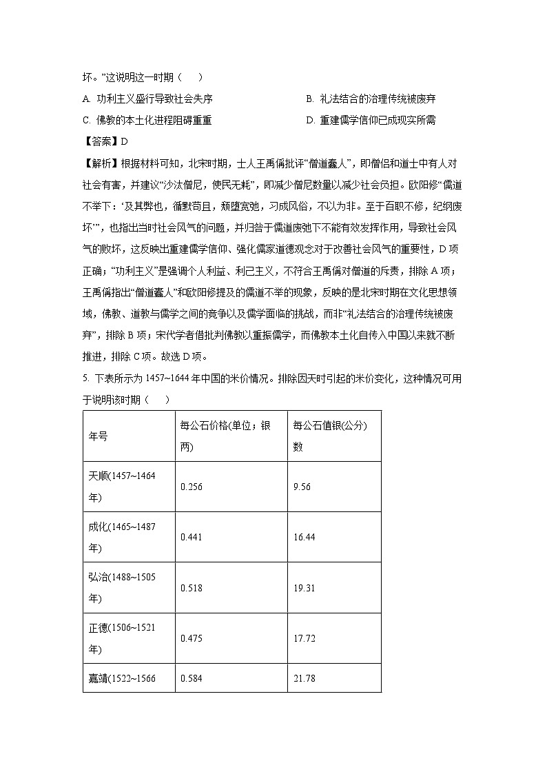 山西省卓越联盟2024-2025学年高三下学期开学质量检测卷历史试题（解析版）第3页