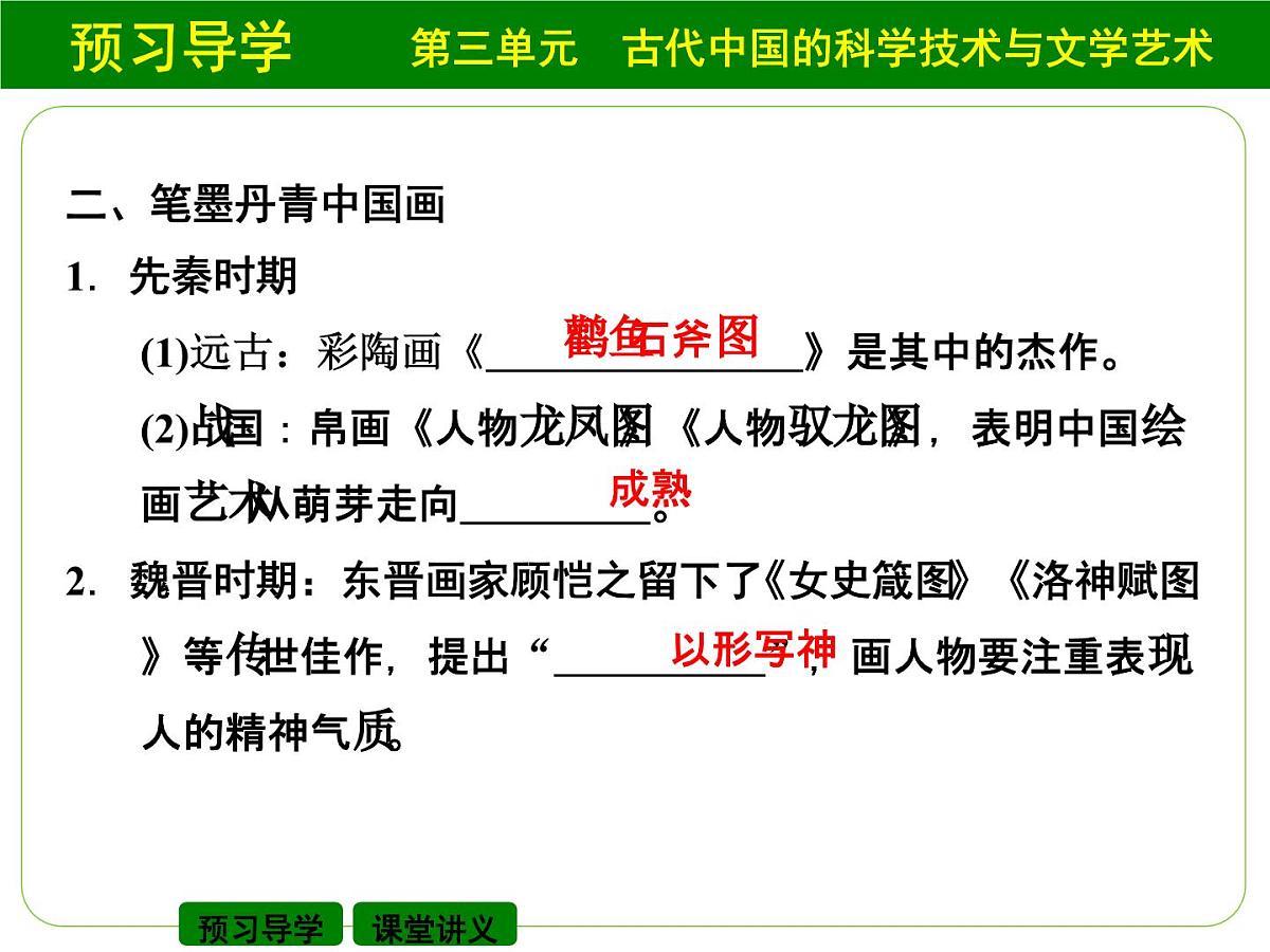 人教版 (新课标)高中历史必修3 3-10《充满魅力的书画和戏曲艺术》课件第7页