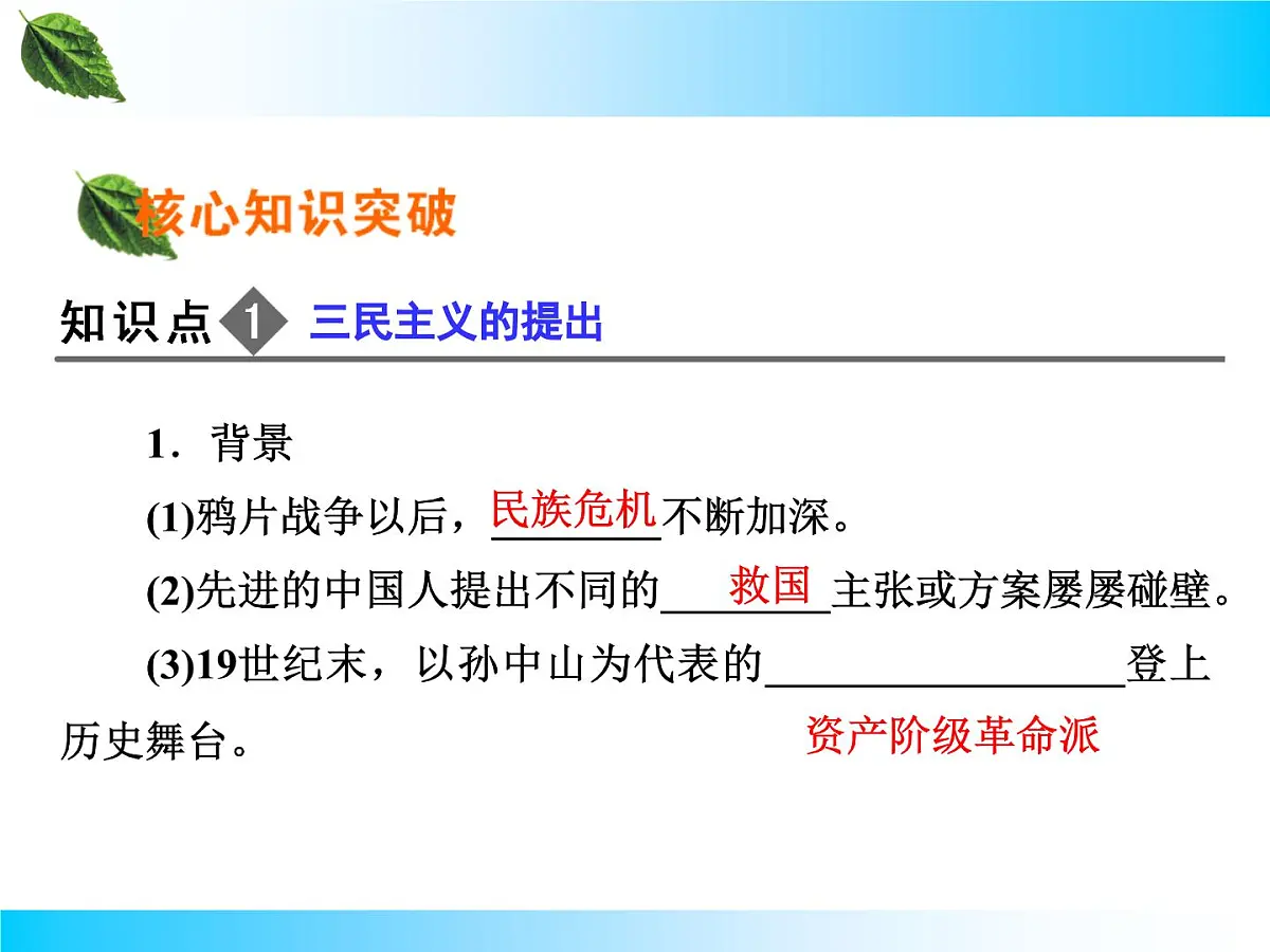 人教版 (新课标)高中历史必修3 5-16《三民主义的形成和发展》课件第3页