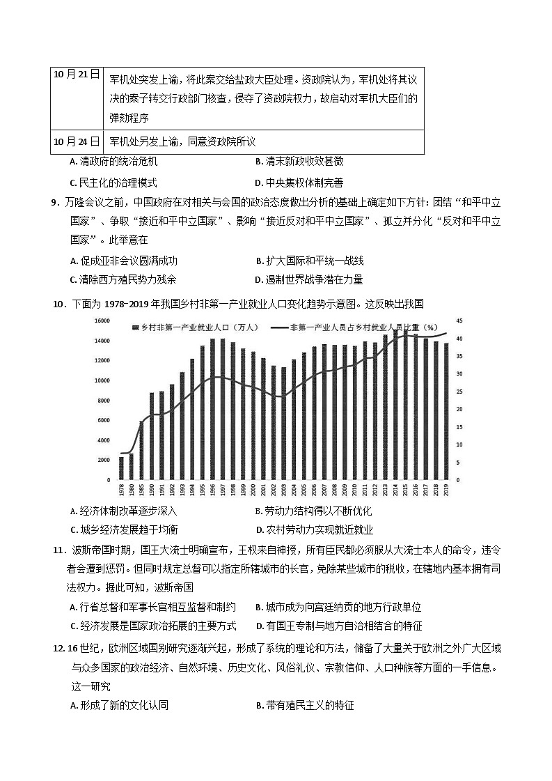 2025届湖北省黄石市第二中学高三下学期适应性考试（一）历史试卷（含答案）第3页