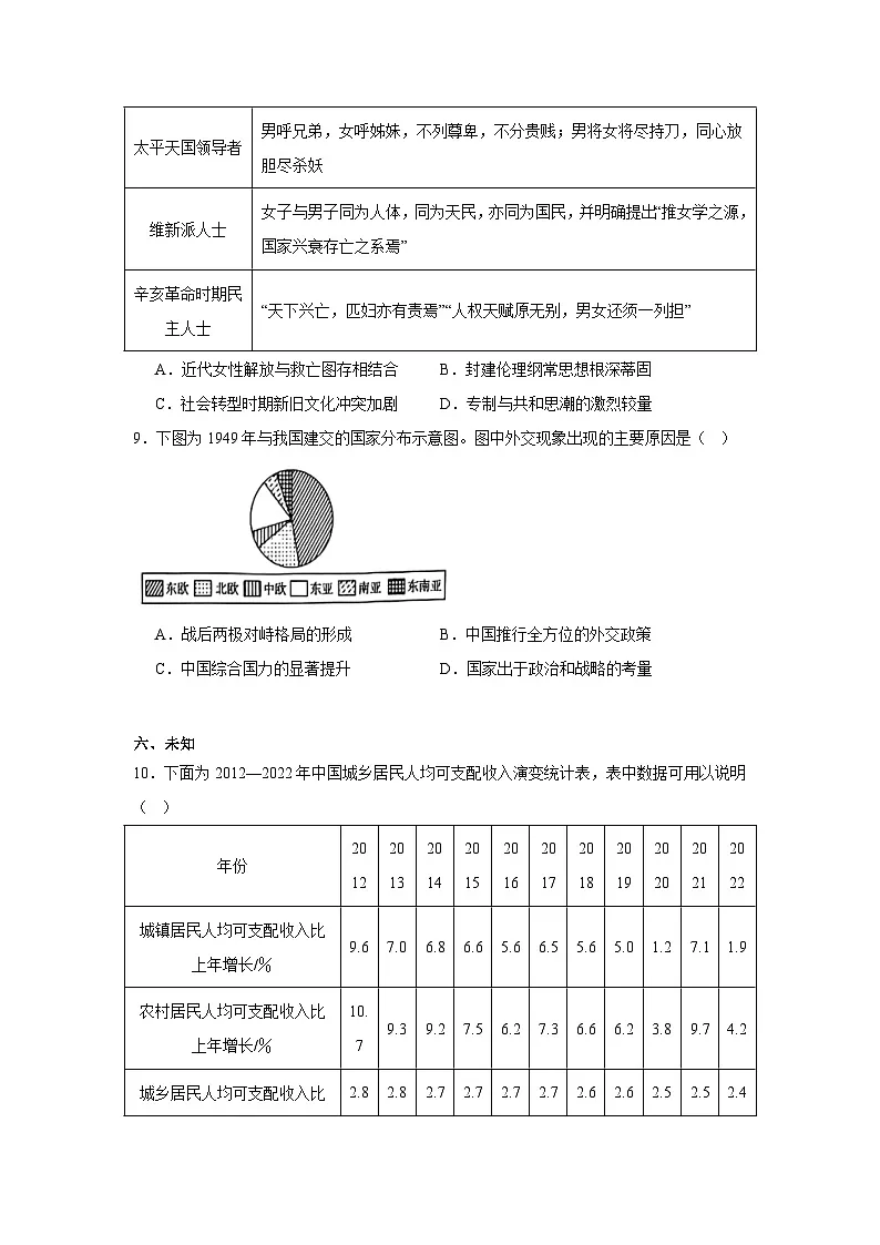 2025届广东省汕头市高三下学期三模历史试题（无答案）第3页