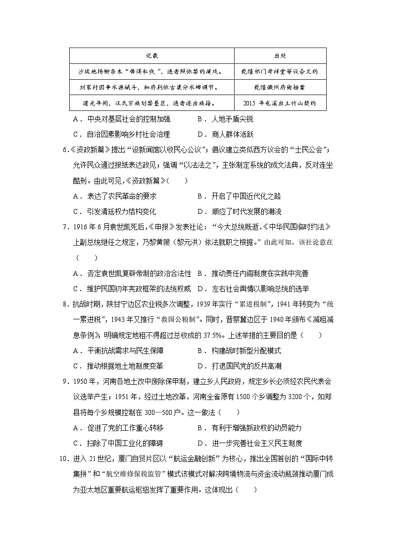 2025届安徽省A10联盟高三5月最后一卷历史试题含答案第2页
