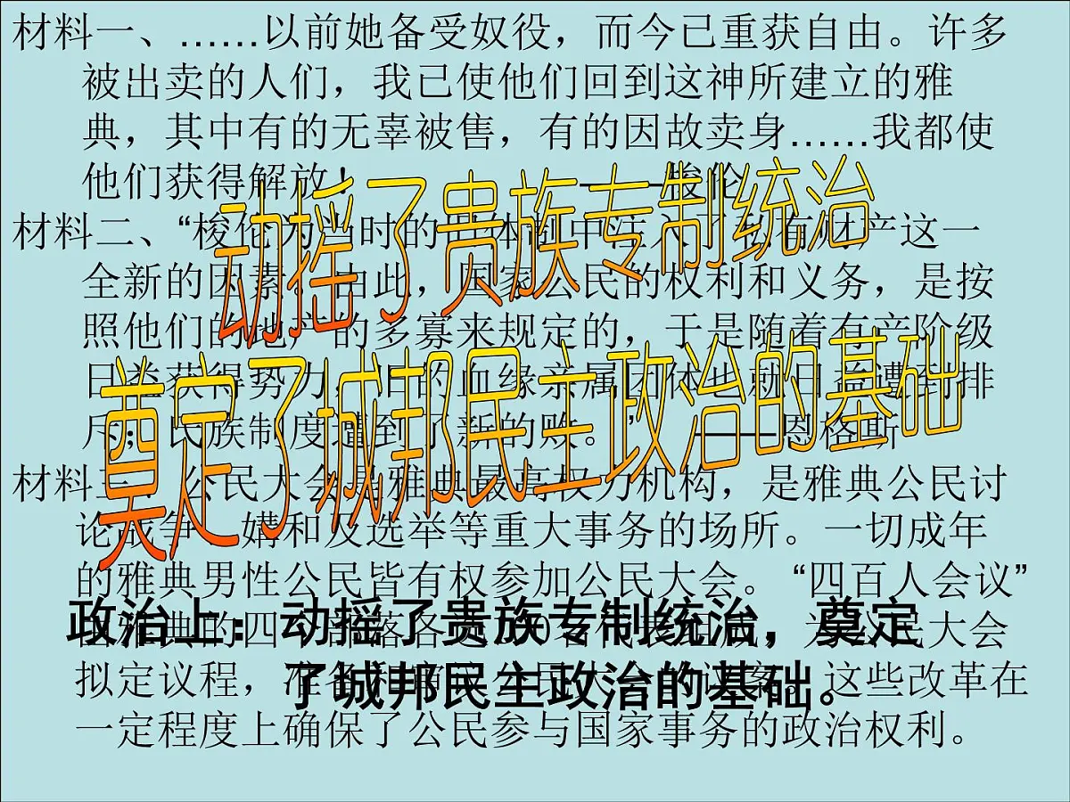 人教版 (新课标)高中历史选修1 1-3《雅典民主政治的奠基石》探究型课件第3页