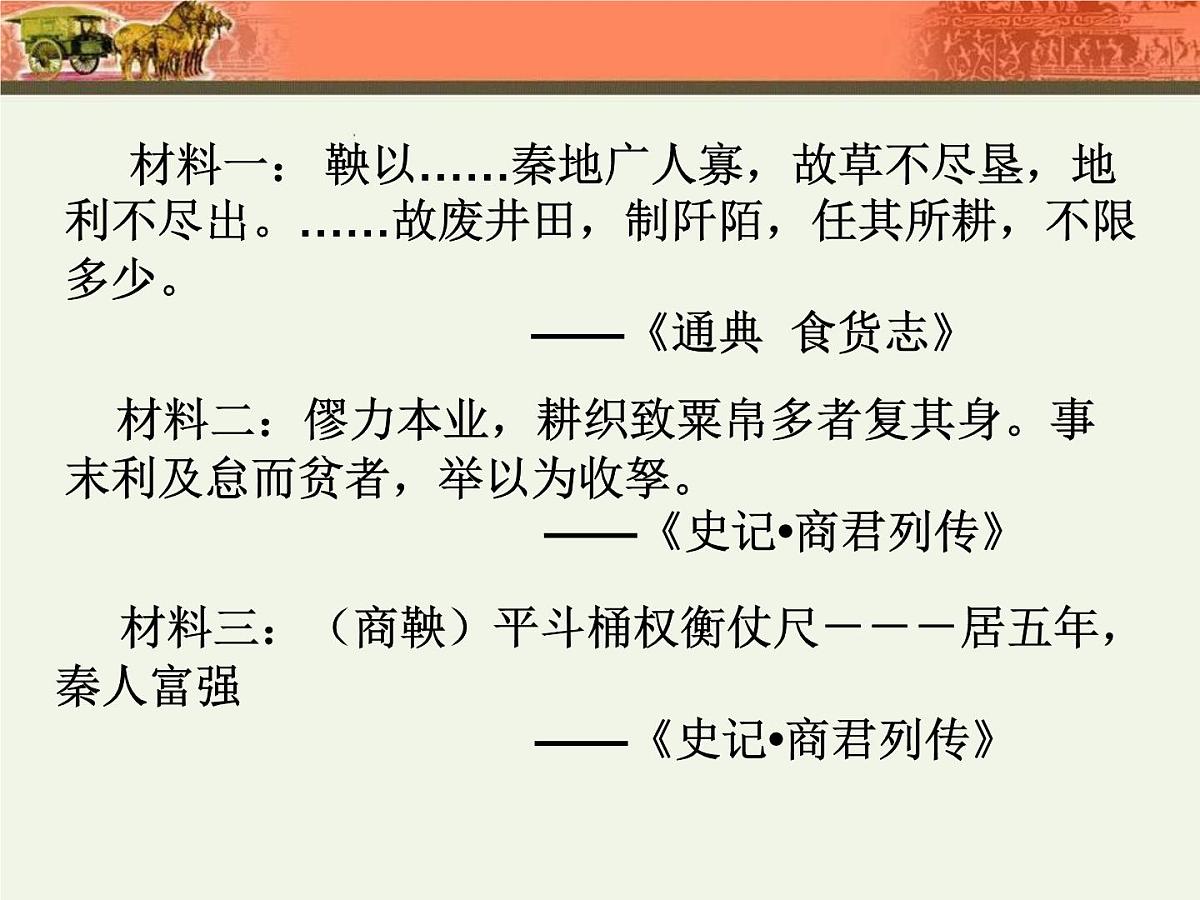 人教版 (新课标)高中历史选修1 2-2《“为秦开帝业”——商鞅变法》课件第6页