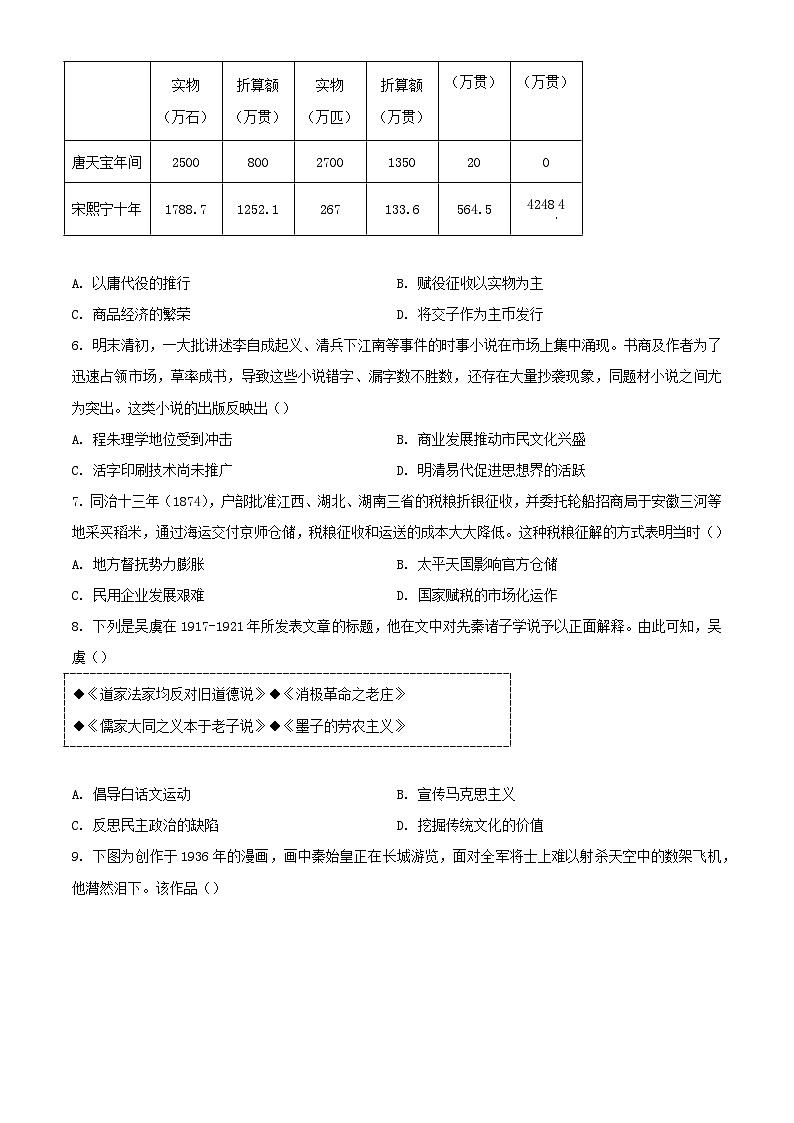 江苏省南通市2023_2024学年高二历史下学期6月期末考试含解析第2页
