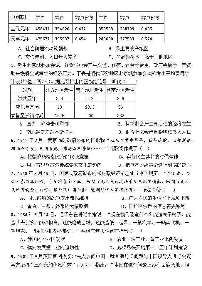 2025高三模拟历史第2页