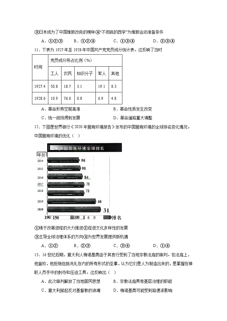 2025届浙江省六校联盟高三下学期模拟预测历史试题（附答案解析）第3页