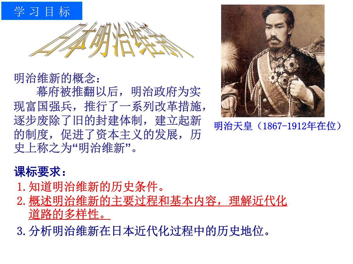 人教版 (新课标)高中历史选修1 8-3《明治维新》课件第2页
