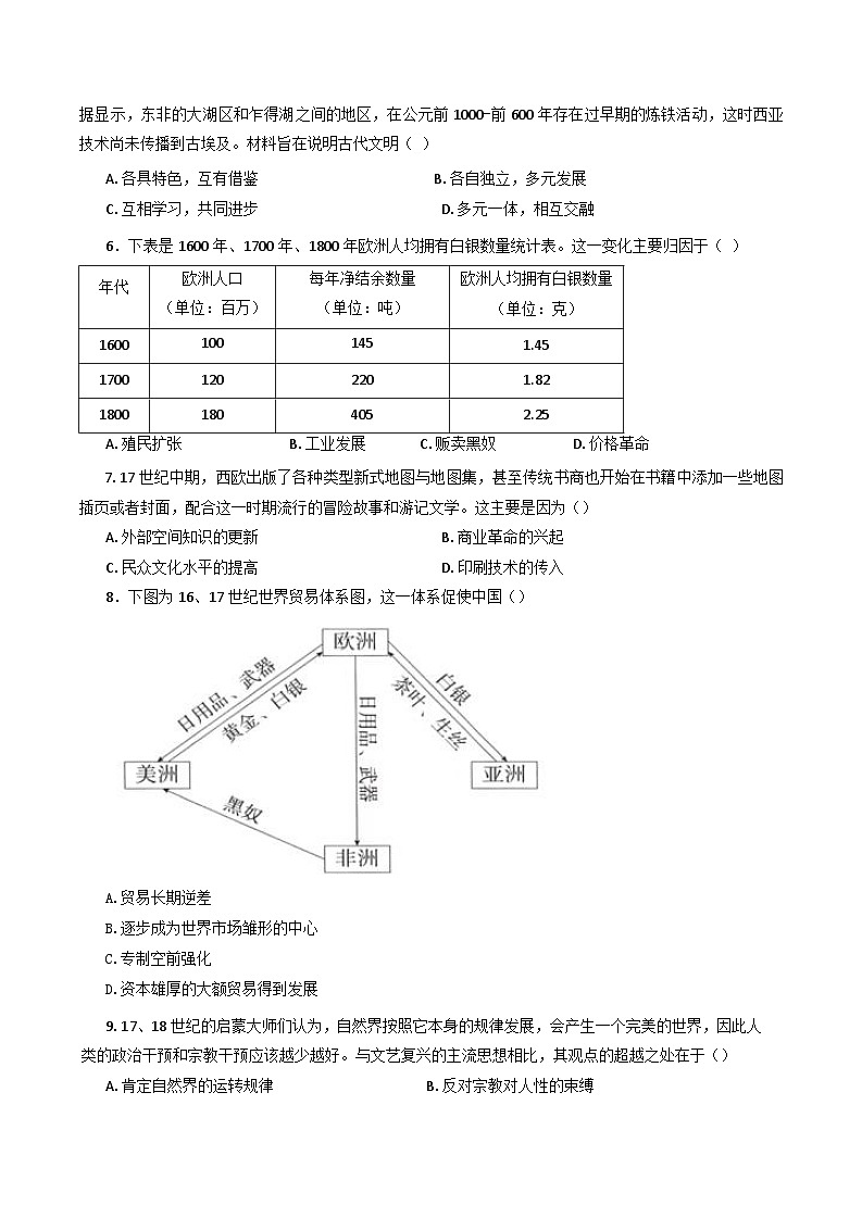 山东省济南市平阴县实验高级中学2024-2025学年高一下学期5月阶段测试历史试题（含答案）第2页