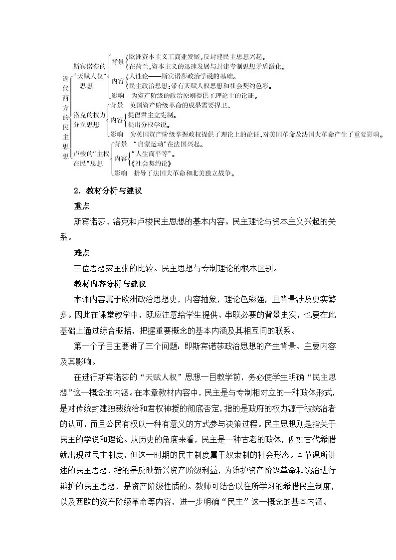 人教版 (新课标)高中历史选修2 1-2《近代西方的民主思想》教案第2页