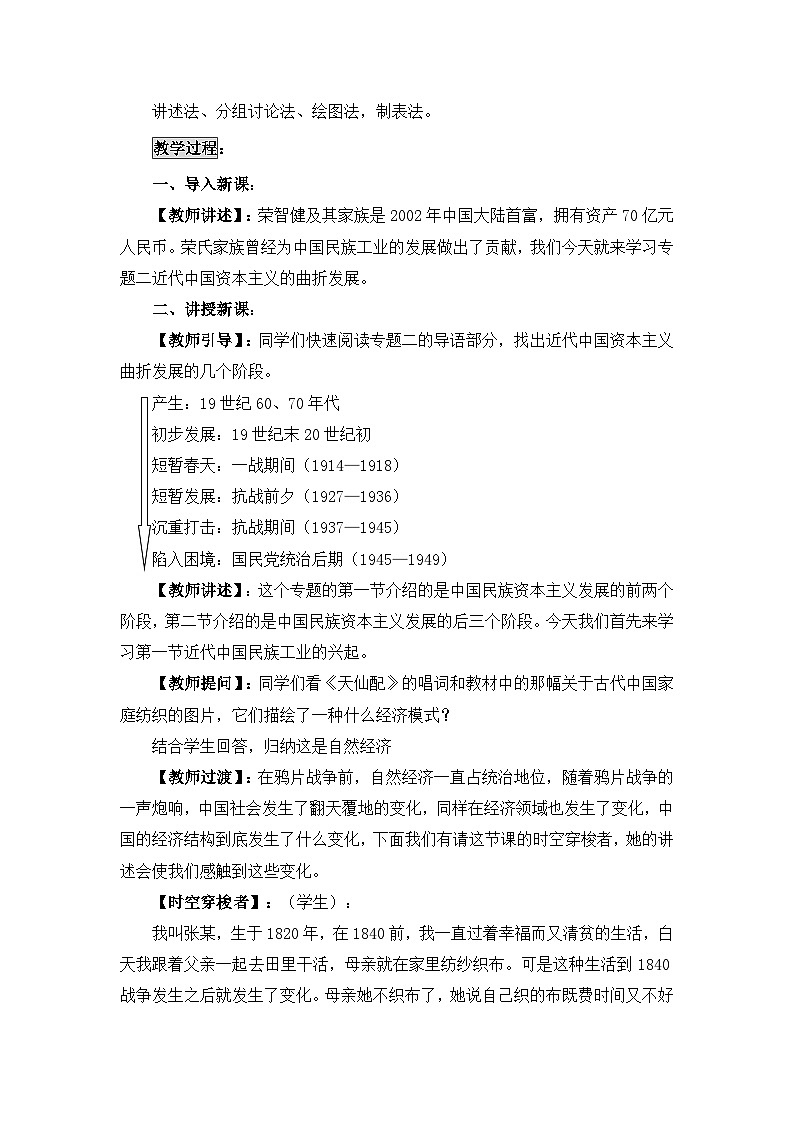 人民版高中历史必修2 2-1《近代中国民族工业的兴起》教案第2页