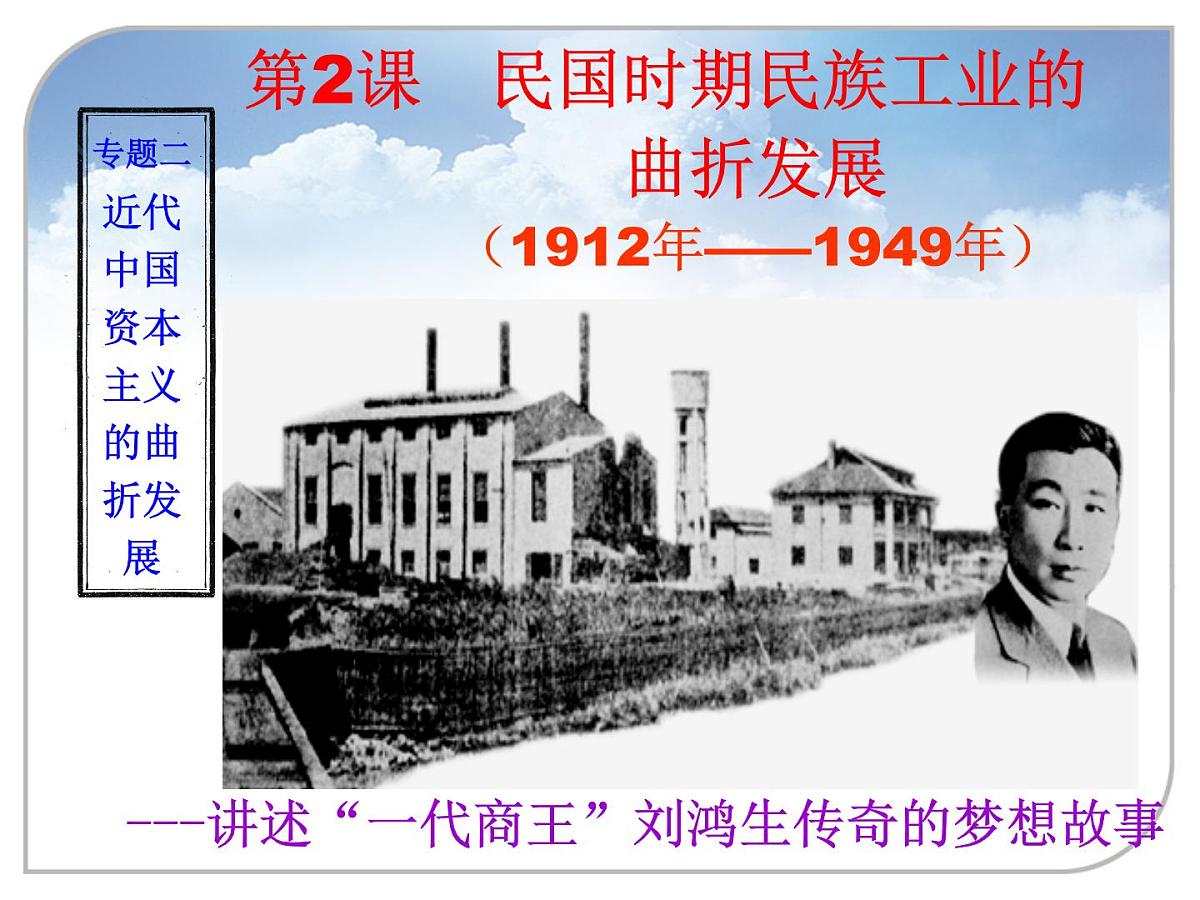 课件—人民版高中历史必修2 2-2《民国时期民族工业的曲折发展》第1页