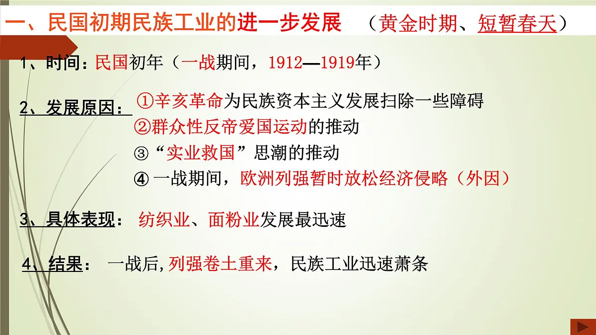 人民版高中历史必修2 2-2《民国时期民族工业的曲折发展》课件第3页
