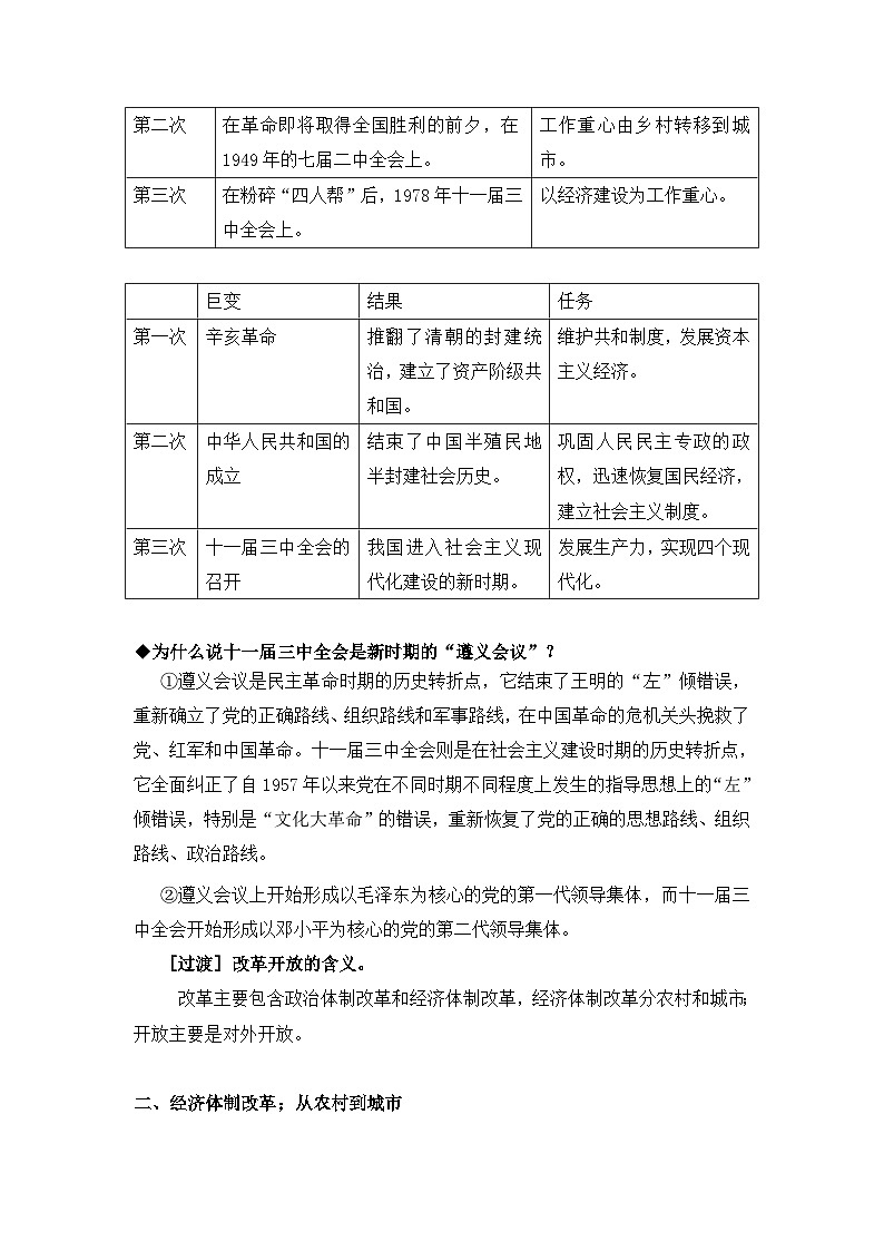 人民版高中历史必修2 3-2《伟大的历史性转折》教案第3页