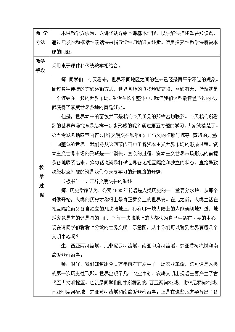 人民版高中历史必修2 5-1《开辟文明交往的航线》教案第2页