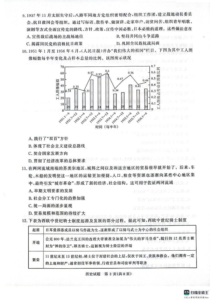 2025届河南省部分学校高三下学期5月全真模拟历史试题（高考模拟）第3页