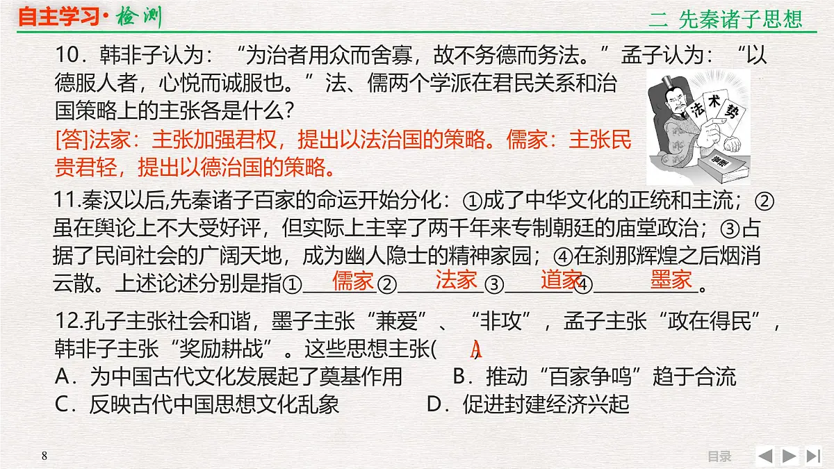 专题串讲课件：人教版 (新课标)高中历史必修3 1-1百家争鸣”和汉代儒学成为正统思想第8页