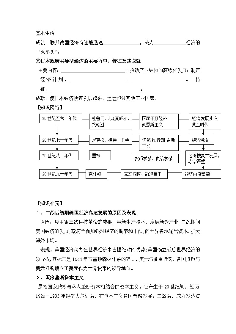 人民版高中历史必修2 6-3《当代资本主义的新变化》学案第2页