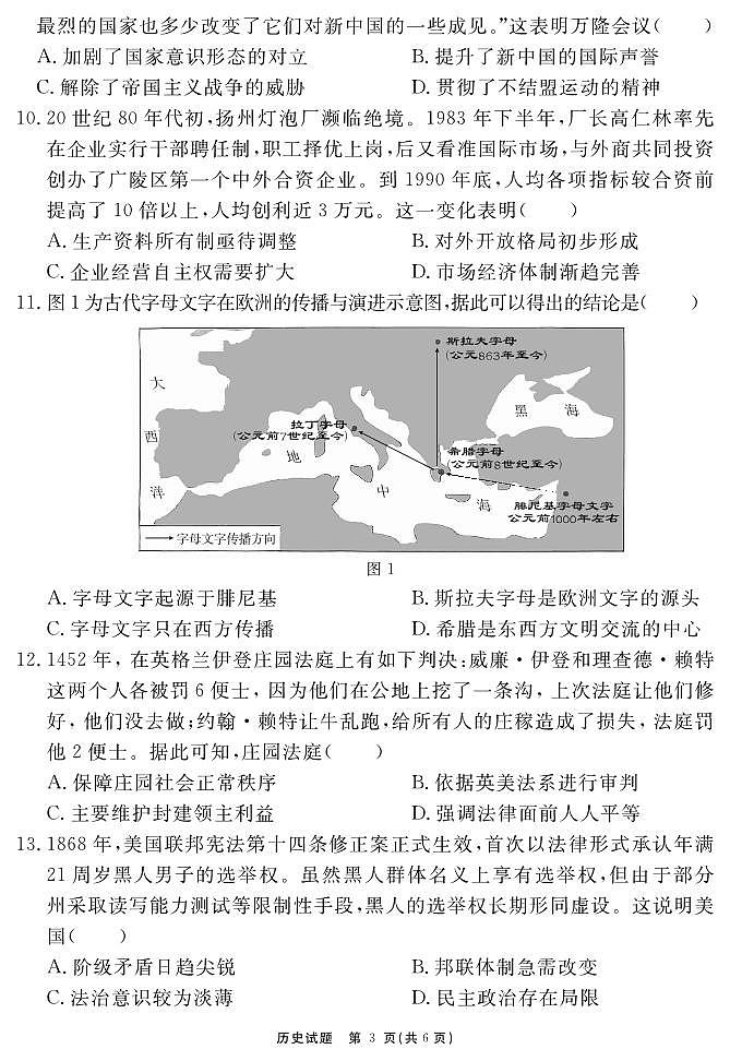 合肥一六八中学2025届高三最后一卷 历史试题第3页