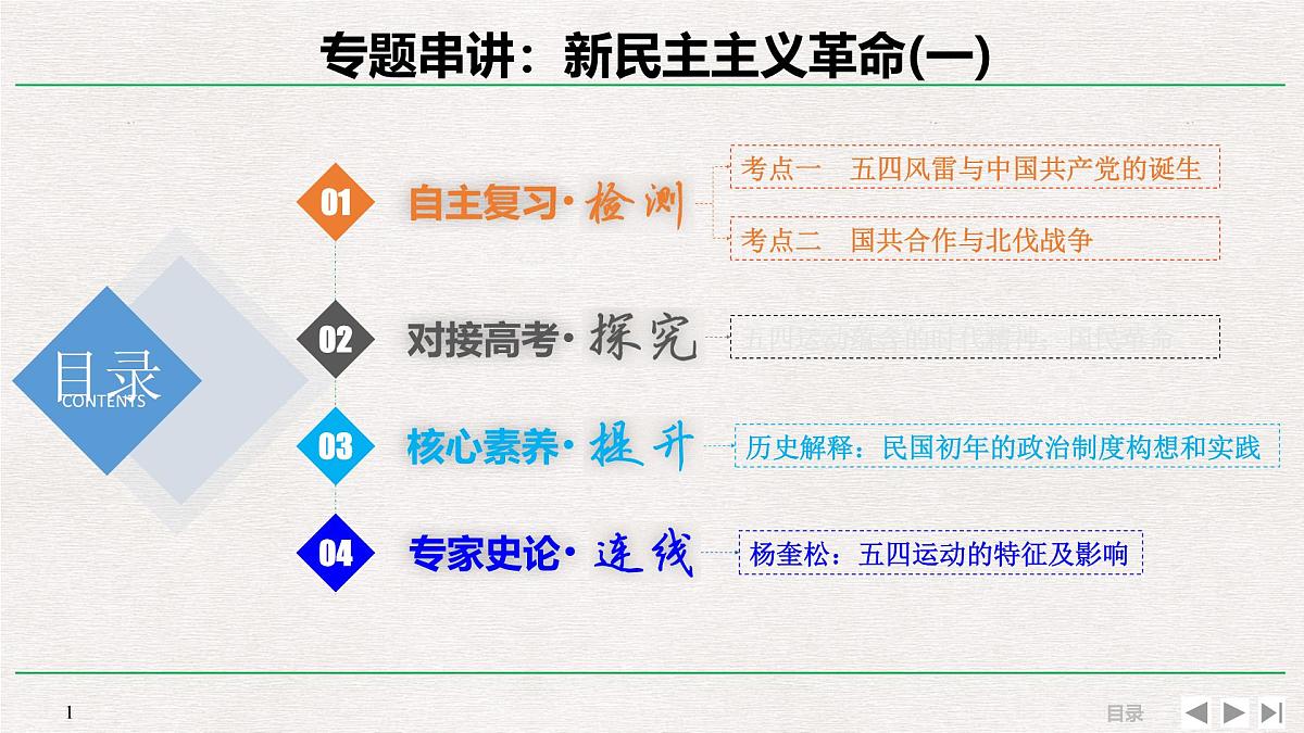 专题串讲课件：人民版高中历史必修1 3-3新民主主义革命(一)第1页