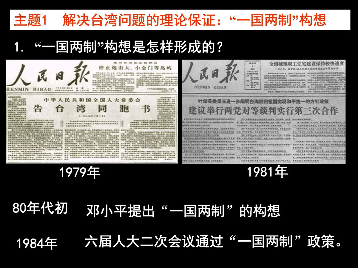 人民版高中历史必修1 4-3《“一国两制”的伟大构想及其实践》课件第6页