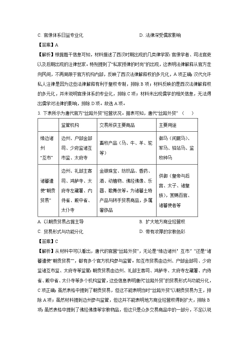 2025届江西省部分校高三下学期5月份联考历史试卷（解析版）第2页