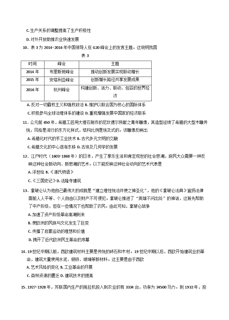 河南省名校2024-2025学年高二下学期5月阶段性测试(四)历史试题（A卷）（含解析）第3页