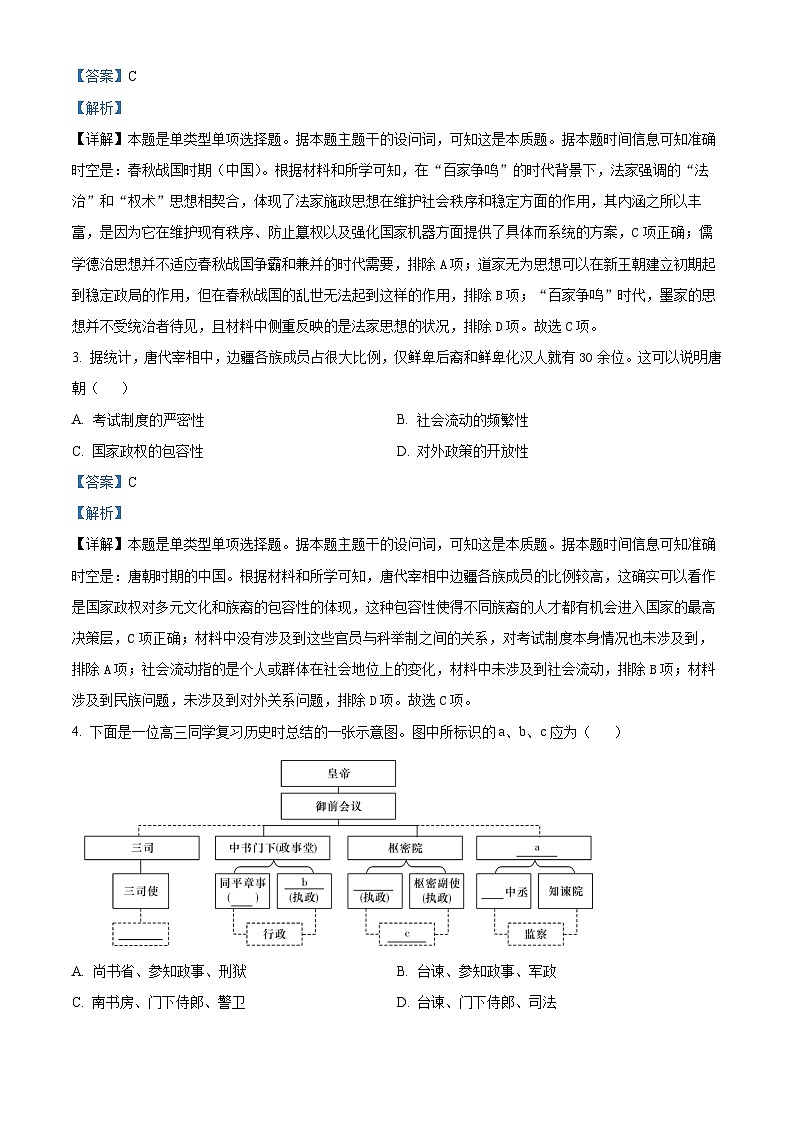 河南省潢川高级中学、第一中学高三下学期二模历史试题（解析版）第2页