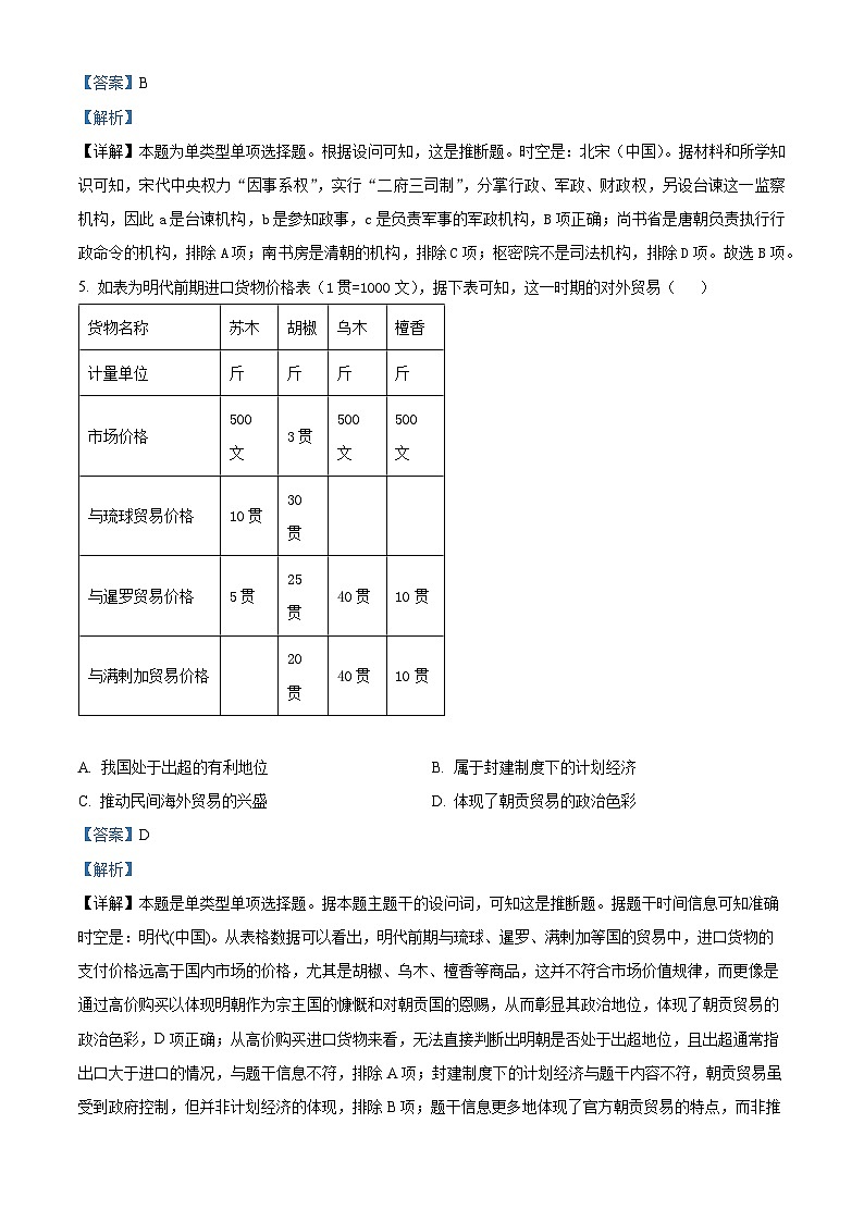 河南省潢川高级中学、第一中学高三下学期二模历史试题（解析版）第3页