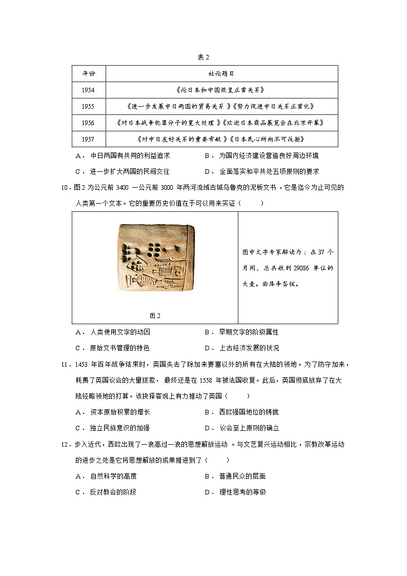 2025届山东省济宁市高三下学期三模历史试题（含答案）第3页
