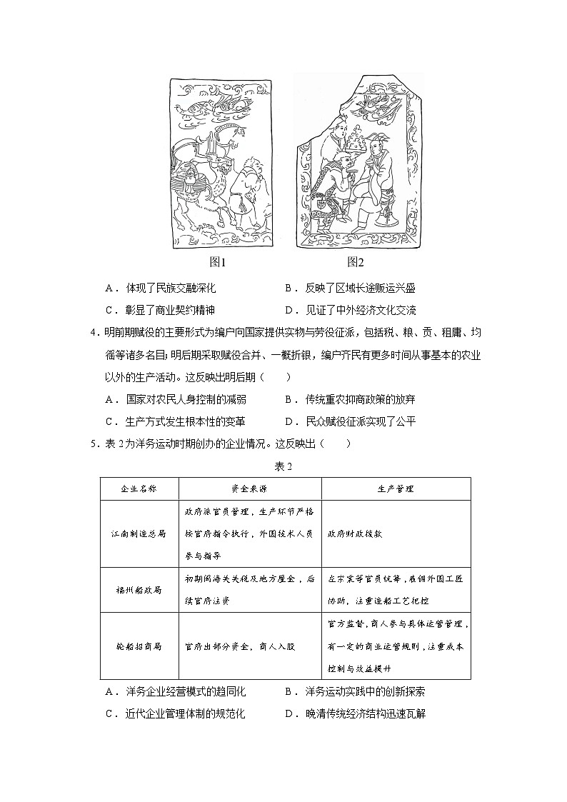 2025届山东省齐鲁教研体高三年级考前质量检测历史试题（含答案）第2页