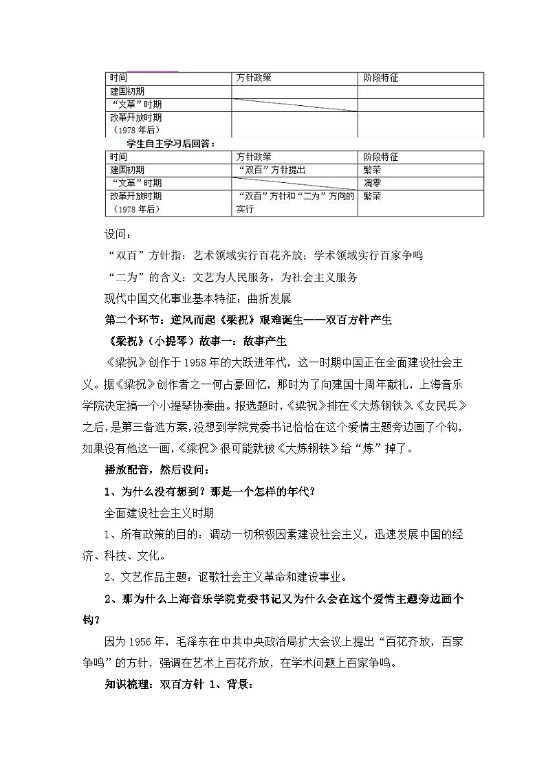教案—人民版高中历史必修3 5-1《文化事业的曲折发展》第2页