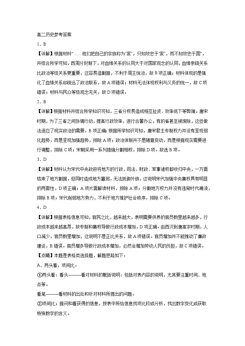 高二历史参考答案第1页