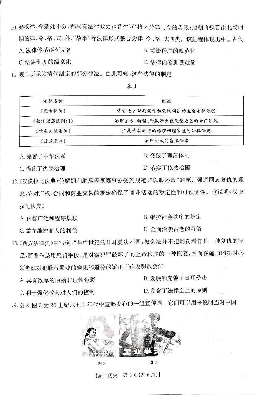 贵州省黔东南苗族侗族自治州2024-2025学年高二上学期11月期中历史试题第3页